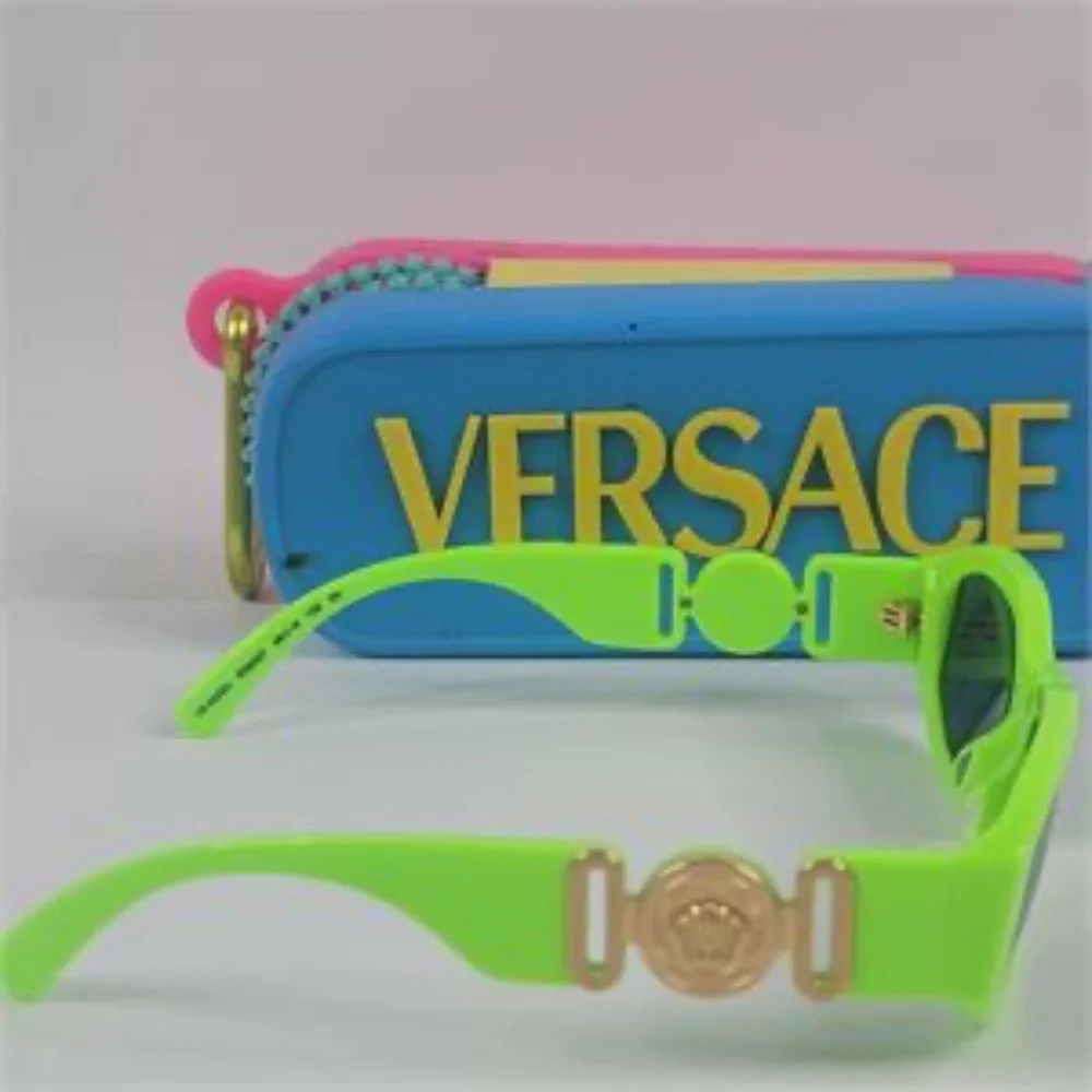 Versace Neon Green Sunglasses with Case – Youth/Teen Size